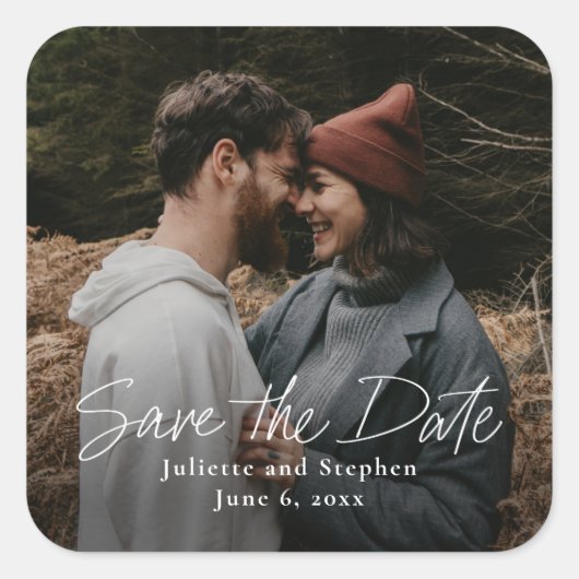 写真のモダンスクリプト保存日付 スクエアシール (正面)