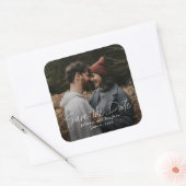 写真のモダンスクリプト保存日付 スクエアシール (封筒)