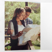 写真のモダンスクリプト結婚式の日付カードを保存 三つ折り案内状 (内部最初)