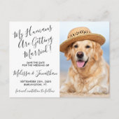 写真のモダンパーソナライズされた犬の結婚式の日付を保存 案内ポストカード (正面)