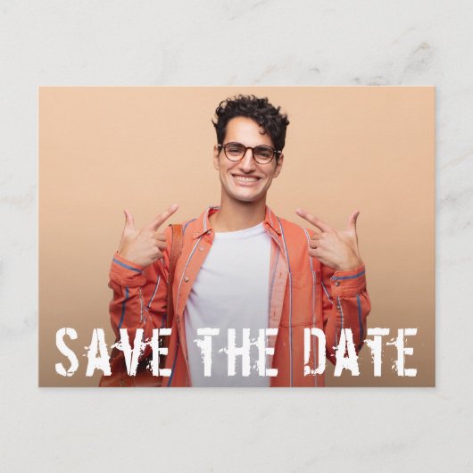 写真のモダン卒業式のスクリプト日付の保存 ポストカード (正面)