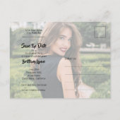 写真のモダン卒業式のスクリプト日付の保存 ポストカード (裏面)