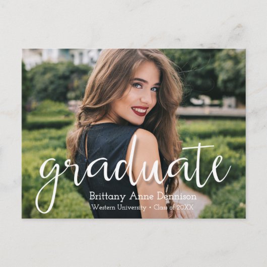 写真のモダン卒業式のスクリプト日付の保存 ポストカード (正面)