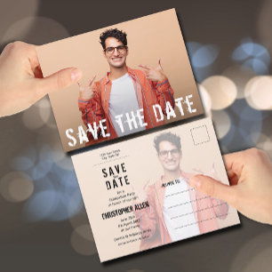 写真のモダン卒業式のスクリプト日付の保存 ポストカード