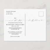 写真のモダン卒業式のスクリプト日付の保存 案内ポストカード (裏面)