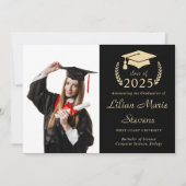 写真のモダン卒業発表カードのスクリプト 案内状 (正面)