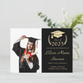 写真のモダン卒業発表カードのスクリプト 案内状 (スタンド正面)