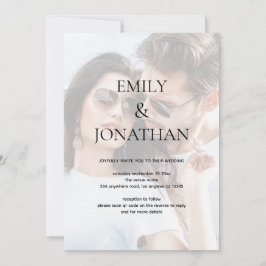 写真のモダン背景QRコード結婚式招待状 招待状