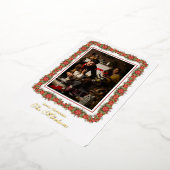 写真のモダン葉ミニマルのスクリプトのクリスマス 箔シーズンカード (回転した状態)