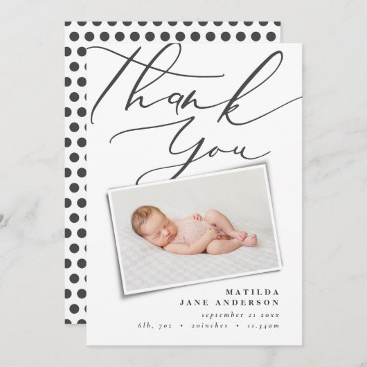 写真のモダン誕生発表 案内状 (正面/裏面)