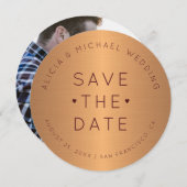 写真のモダン金ゴールドブルゴーニュの結婚式は日付を保存 セーブザデート (正面/裏面)