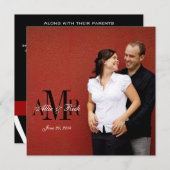 写真のモノグラムのシマウマの結婚式招待状は支持します 招待状 (正面/裏面)