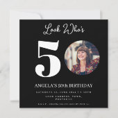 写真のモンテージ 誕生日パーティー 50歳 招待状 (正面)