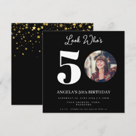 写真のモンテージ 誕生日パーティー 50歳 招待状