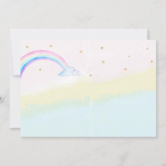 写真のユニコーンと人魚の誕生日の招待状の女の子 招待状 (裏面)