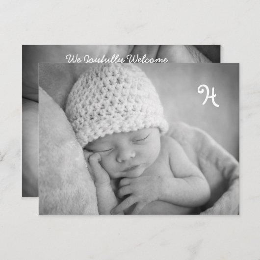 写真のユニーク封筒を使用したベビー告知 案内ポストカード (正面/裏面)