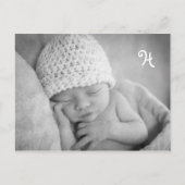 写真のユニーク封筒を使用したベビー告知 案内ポストカード (正面)