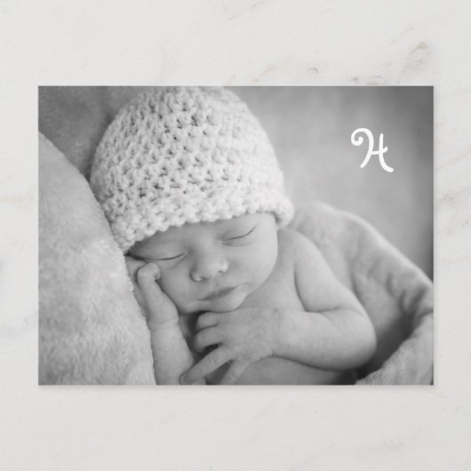 写真のユニーク封筒を使用したベビー告知 案内ポストカード (正面)