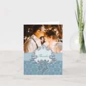 写真のラッキー結婚エレファントの銀の「感謝してい」カード サンキューカード (正面)