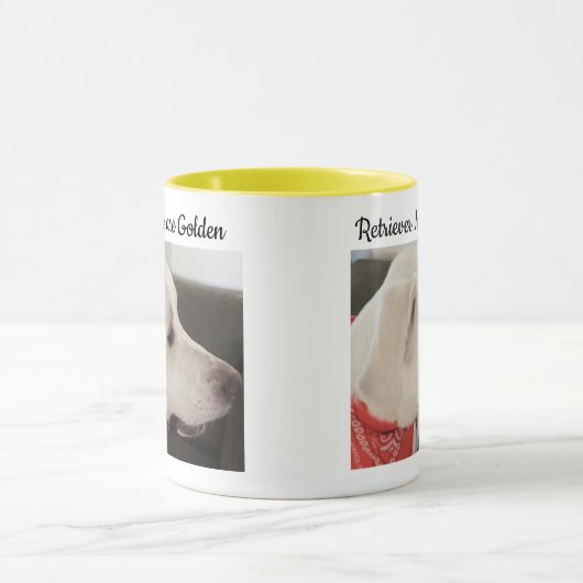 写真のラブラドールレトリエバーミックスドッグイエローママ マグカップ (中央)