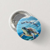 写真のリアルなウミガメ 救ウミガメ 缶バッジ (正面&裏面)