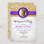 写真のリタイア – 紫金ゴールド白 招待状 (正面/裏面)