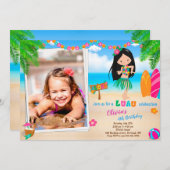 写真のルアウ誕生日招待状 ルアウ招待状 1歳 招待状 (正面/裏面)