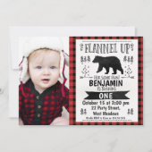 写真のログジャケット 1歳の誕生日招待状 招待状 (正面)