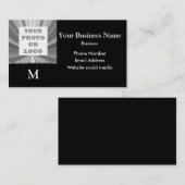 写真のロゴの銀製灰色および黒い金属一見 名刺 (正面/裏面)