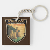 写真のロックスナショナルレイクショアトラベルヴィンテージ キーホルダー (裏面)