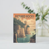 写真のロックスナショナルレイクショアトラベルヴィンテージ ポストカード (スタンド正面)