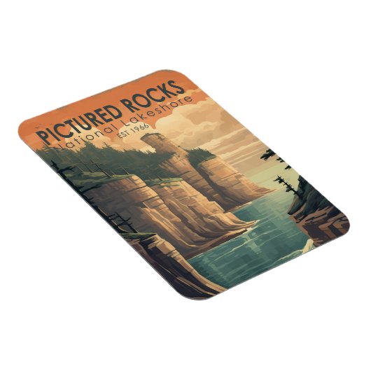 写真のロックスナショナルレイクショアトラベルヴィンテージ マグネット (右側)