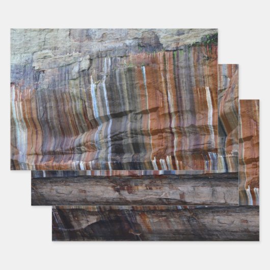 写真のロックスミシガン国立湖畔 ラッピングペーパーシート (セット)