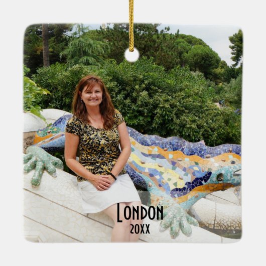 写真のロンドンイギリスヨーロッパ旅行記念品を所有するため セラミックオーナメント (裏面)