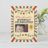 写真のヴィンテージのサーカスのバースデーパーティ招待状 招待状 (スタンド正面)