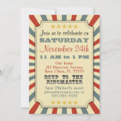 写真のヴィンテージのサーカスのバースデーパーティ招待状 招待状 (裏面)