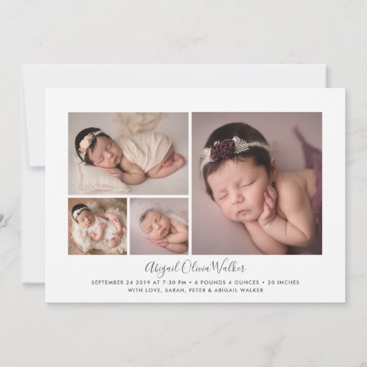 写真の上敷の誕生をもたらすScipt 案内状 (裏面)