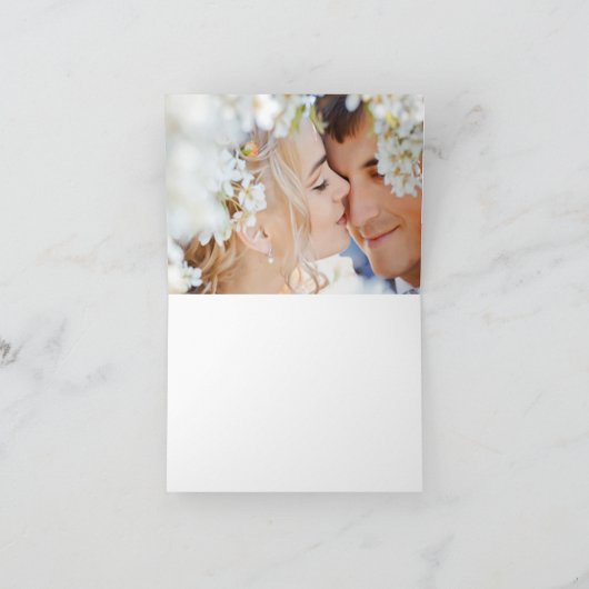 写真の中の愛の鳥のパーチメントのダマスク サンキューカード (内部)