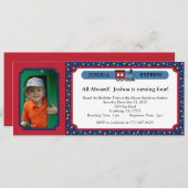 写真の乗車券 - 赤と青 招待状 (正面/裏面)