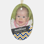 写真の休日の楕円形のオーナメントのはっきりしたなシェブロンのグリッター セラミックオーナメント (左)