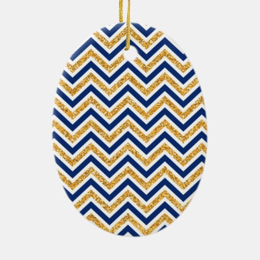 写真の休日の楕円形のオーナメントのはっきりしたなシェブロンのグリッター セラミックオーナメント (裏面)