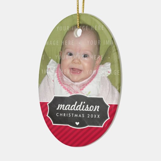 写真の休日の楕円形の装飾の黒板の印のはっきりしたな赤 セラミックオーナメント (左)