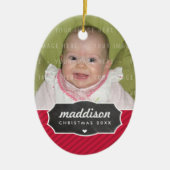 写真の休日の楕円形の装飾の黒板の印のはっきりしたな赤 セラミックオーナメント (正面)