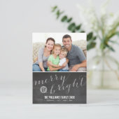 写真の休日カード黒板のグリッターのタイプ銀 シーズンポストカード (スタンド正面)