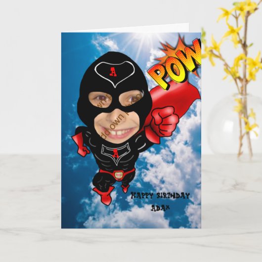 写真の似顔絵-顔インホール カード (黄色い花)