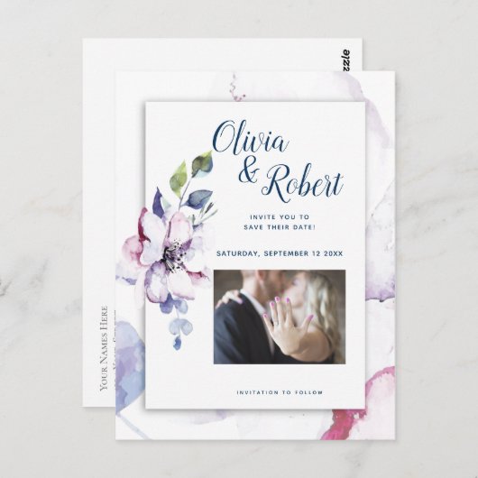 写真の保存の日付の水の色りんご花 ポストカード (正面/裏面)