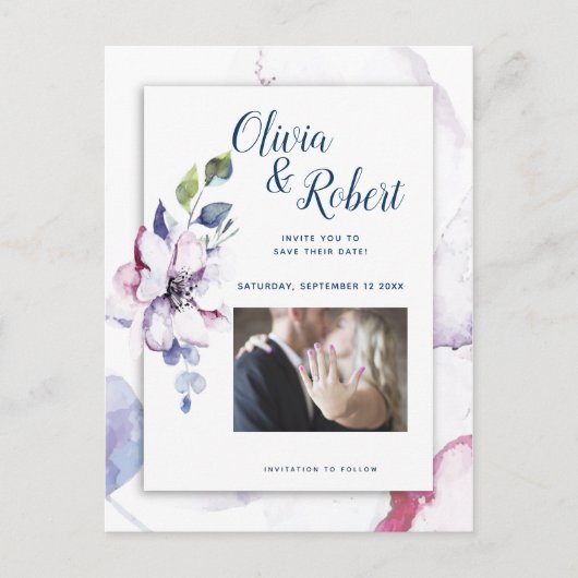 写真の保存の日付の水の色りんご花 ポストカード (正面)