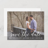 写真の保存日付カードの垂直、モダンな原稿 セーブザデート (正面/裏面)