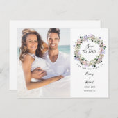 写真の保存日付ラベンダーかわいらしフローラガーランド 案内ポストカード (正面/裏面)