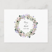 写真の保存日付ラベンダーかわいらしフローラガーランド 案内ポストカード (裏面)